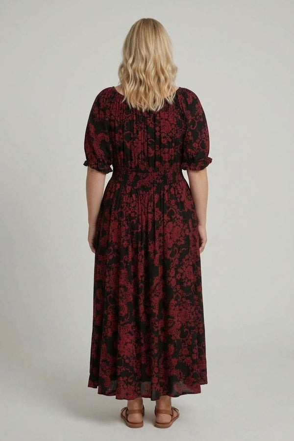 Black | Curve Baroque Print A-Line Maxi Dress
