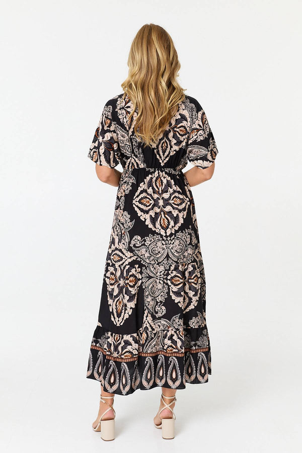 Black | Paisley Relaxed 1/2 Sleeve Maxi Dress