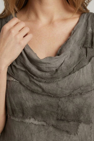 Grey | Semi Sheer Texture Tiered Short Dress