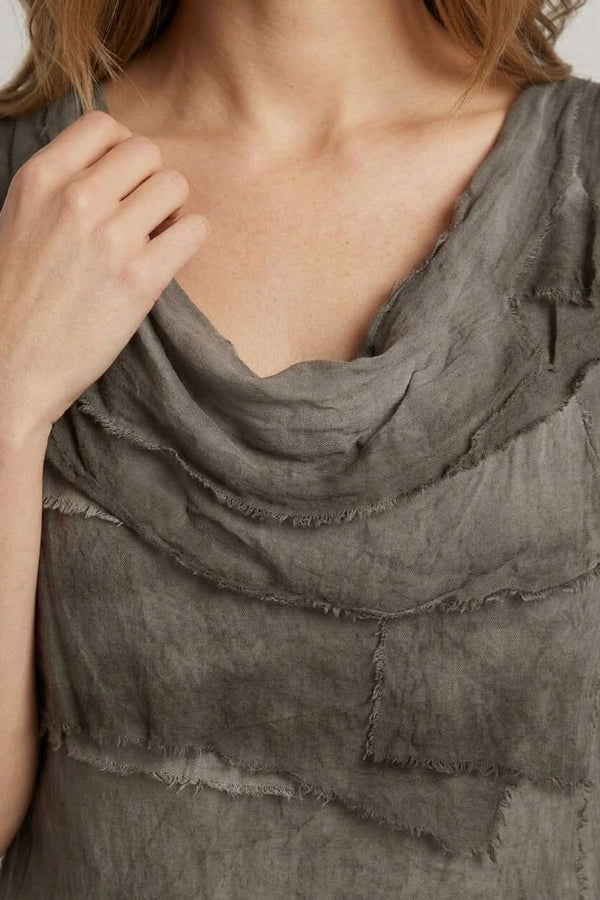 Grey | Semi Sheer Texture Tiered Short Dress