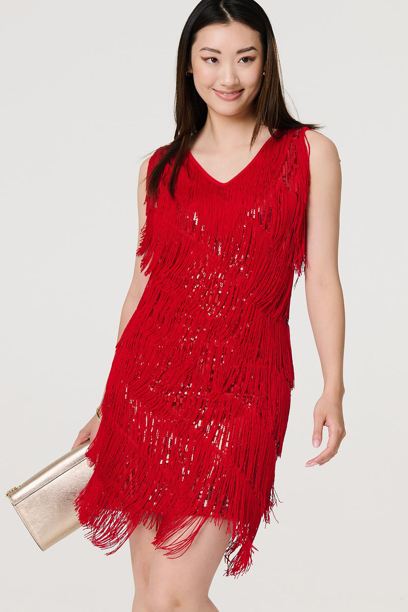 Red tassel dress uk cheap