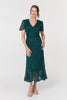 Green | Lace Layered Short Sleeve Midi Dress
