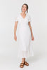 White | Lace Layered Short Sleeve Midi Dress
