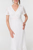 White | Lace Layered Short Sleeve Midi Dress
