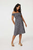 Navy | Ditsy Floral Off The Shoulder Dress