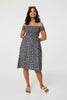 Navy | Ditsy Floral Off The Shoulder Dress