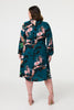 Teal | Floral High Neck Midi Dress