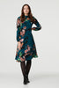 Teal | Floral High Neck Midi Dress : Model is 5'9