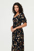 Navy | Floral Bardot Shirred Empire Maxi Dress
