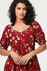 Red | Floral Bardot Shirred Empire Maxi Dress
