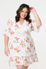 White | Floral Lace Detail Skater Dress : Model is 5'8