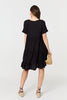 Black | Short Sleeve Frilled Short Smock Dress
