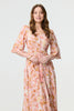 Pink | Floral 3/4 Flare Sleeve Smock Maxi Dress