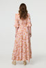 Pink | Floral 3/4 Flare Sleeve Smock Maxi Dress