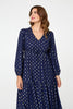 Navy | Metallic Print V-Neck Tiered Maxi Dress

