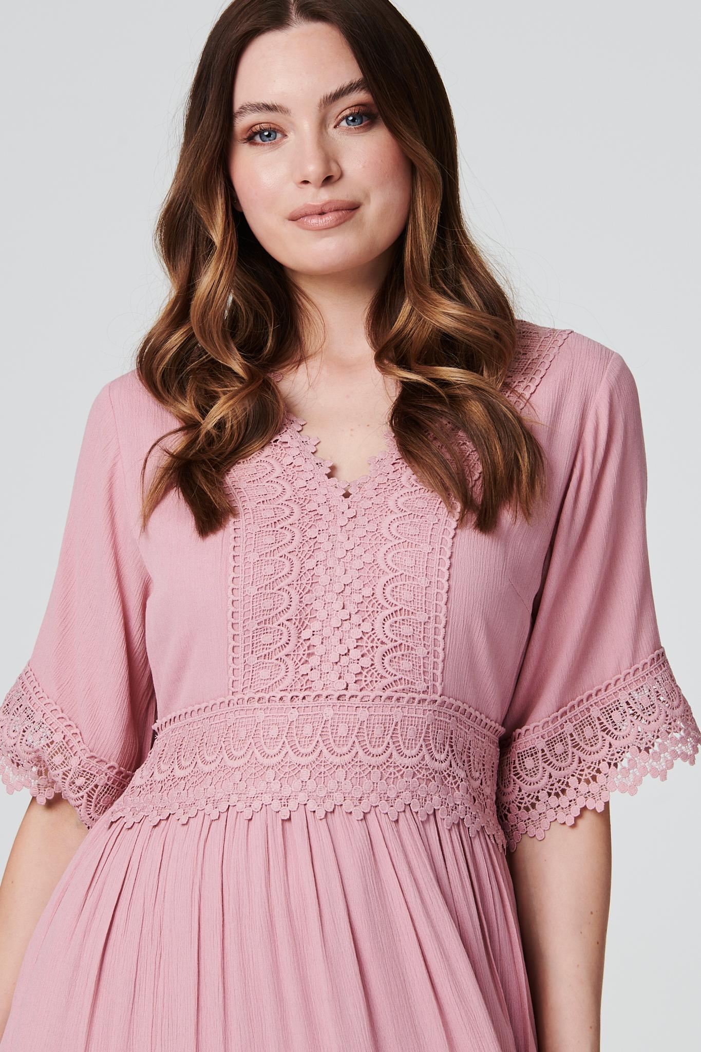 Short sleeve hotsell crochet dress