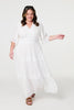 White | Short Sleeve Crochet Maxi Dress : Model is 5'8