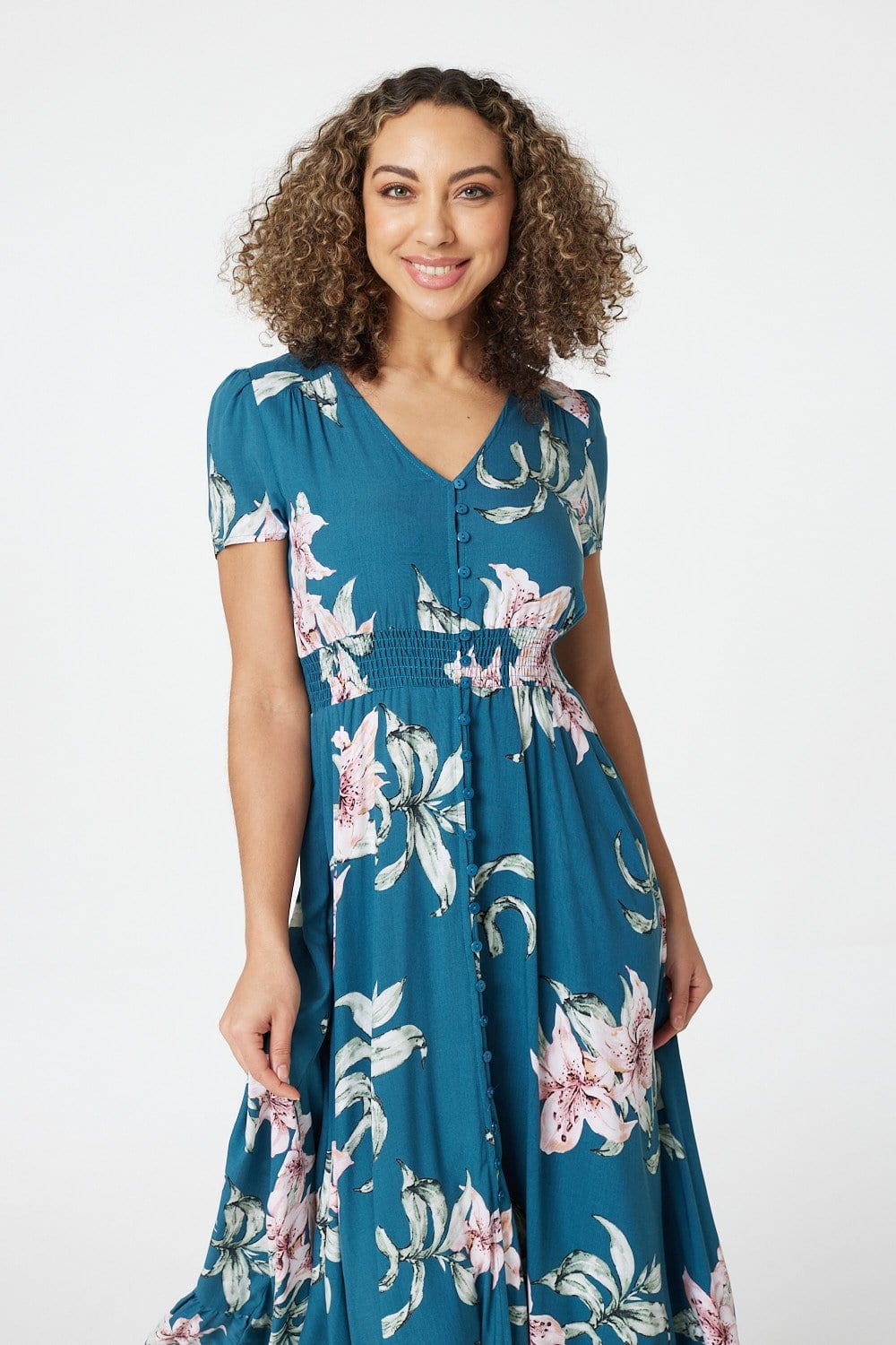 Floral Fit & Flare Maxi Dress | Izabel London