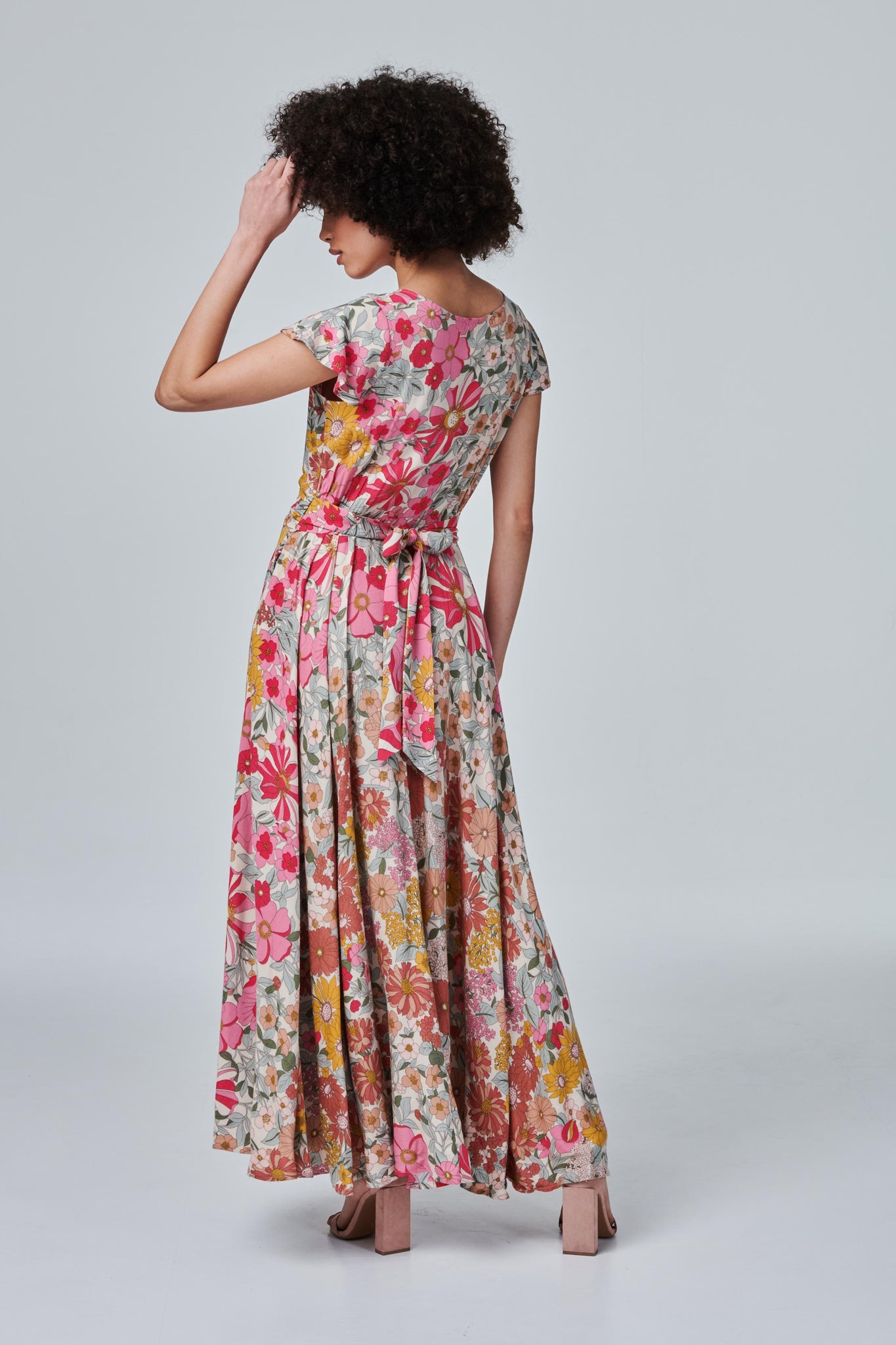 Green | Floral Ruched Maxi Dress