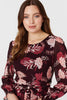 Burgundy | Floral Long Sleeve A-Line Dress