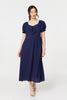 Navy | Tie Front Detail Midi Dress
