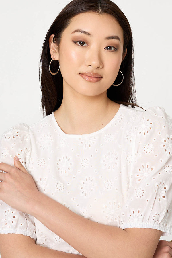 White | Broderie Anglaise Tiered Midi Dress
