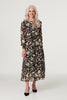 Black | Vintage Floral Maxi Tea Dress