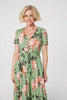 Green | Floral High Low Maxi Tea Dress
