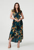 Teal | Floral High Low Wrap Maxi Dress : Model is 5'9