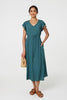 Green | Angel Sleeve Drawstring Waist Midi Dress
