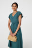 Green | Angel Sleeve Drawstring Waist Midi Dress
