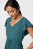 Green | Angel Sleeve Drawstring Waist Midi Dress
