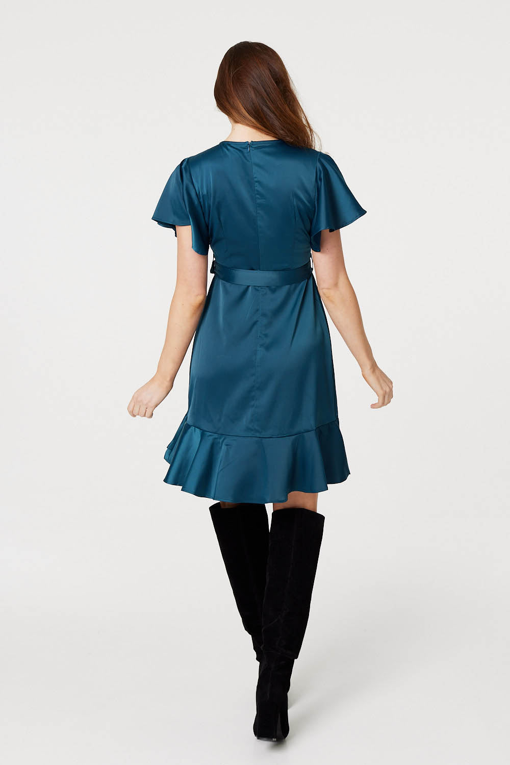 Green | Frill Detail Short Wrap Dress
