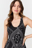 Black | Printed Sleeveless Relaxed Swing Dress
