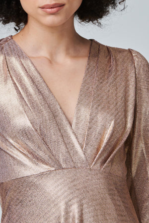 Gold | Metallic Long Sleeve Maxi Dress