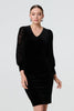 Black | Velvet Long Sleeve Shift Dress