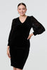 Black | Velvet Long Sleeve Shift Dress