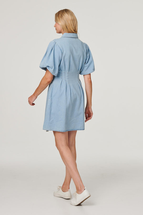 Blue | Denim Balloon Sleeve Shirt Dress