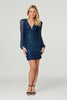 Navy | Metallic Twist Front Mini Dress