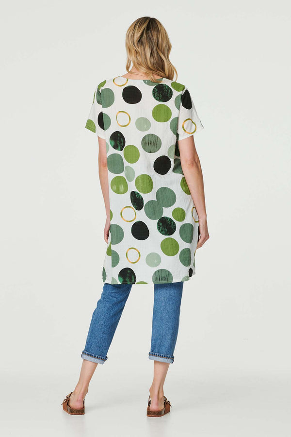 Green | Polka Dot Relaxed Tunic Dress