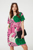 Pink | Printed Short Sleeve Relaxed Tunic DressPink | Printed Short Sleeve Relaxed Tunic Dress