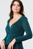 Green | Sparkly V-Neck Long Sleeve Maxi Dress
