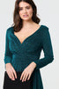 Green | Sparkly V-Neck Long Sleeve Maxi Dress
