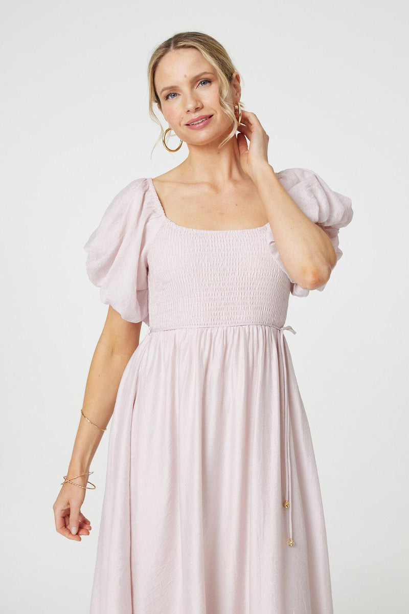 Puff 1/2 Sleeve Knee Length Dress | Izabel London Puff 1/2 Sleeve Knee Length Dress | Izabel London