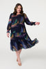 Blue | Feather Print Midi Smock Dress : Model is 5'8