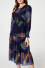 Blue | Feather Print Midi Smock Dress