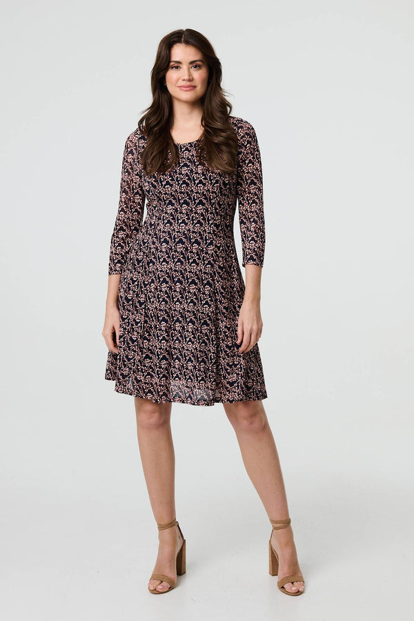 Navy | Ditsy Floral Short Skater Dress
