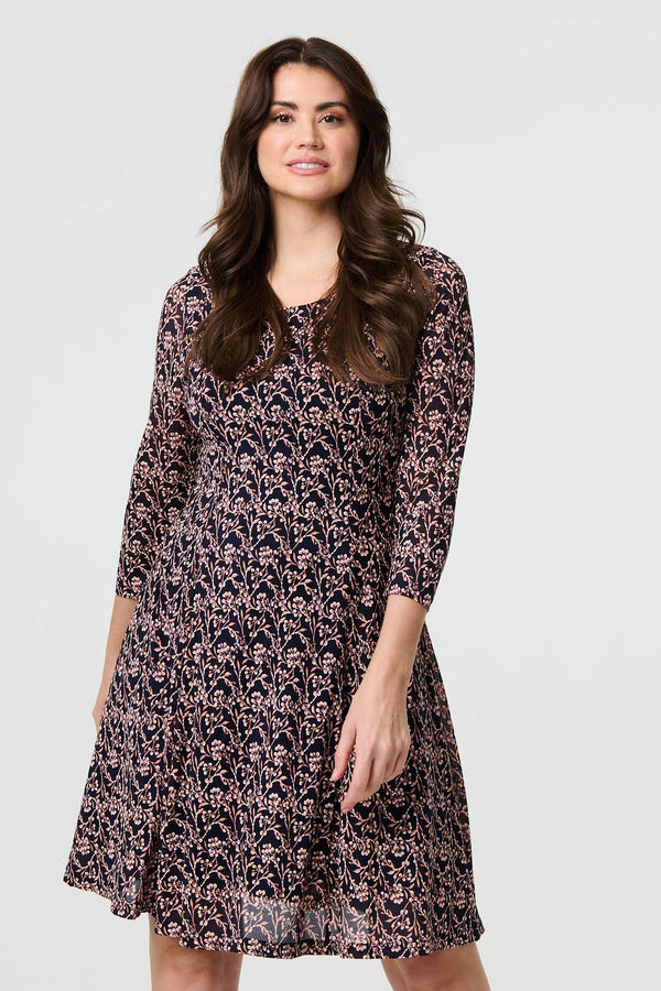 Navy | Ditsy Floral Short Skater Dress
