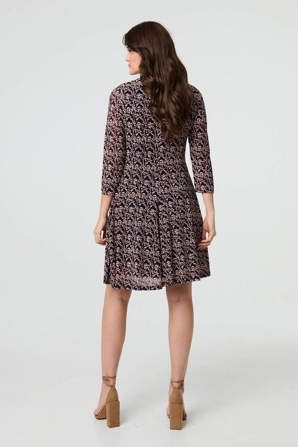 Navy | Ditsy Floral Short Skater Dress
