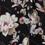 Black | Floral Long Sleeve Tie Waist Wrap Midi Dress
